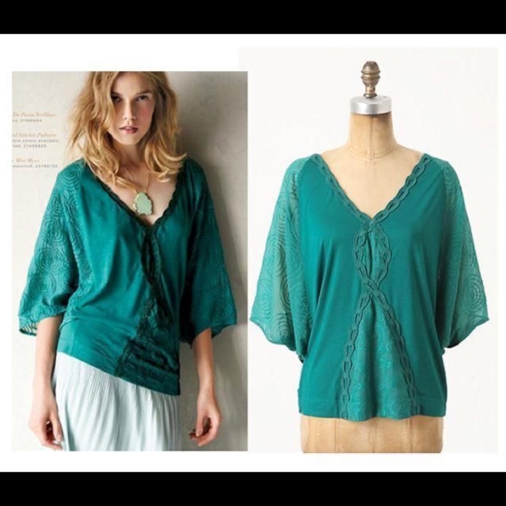 Anthropologie Language Green Top, XS